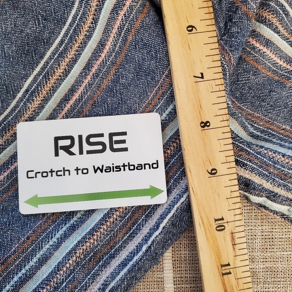 Democracy Size 4 Linen Blend Vertical Stripe Fringe Hem Capri Pants Summer - Picture 10 of 11